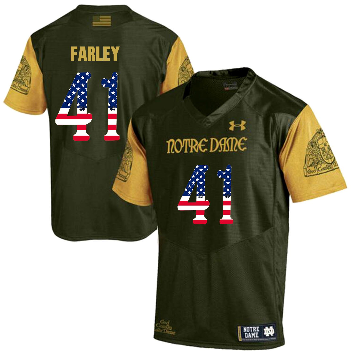 Men Norte Dame Fighting Irish #41 Farley Green Flag Customized NCAA Jerseys